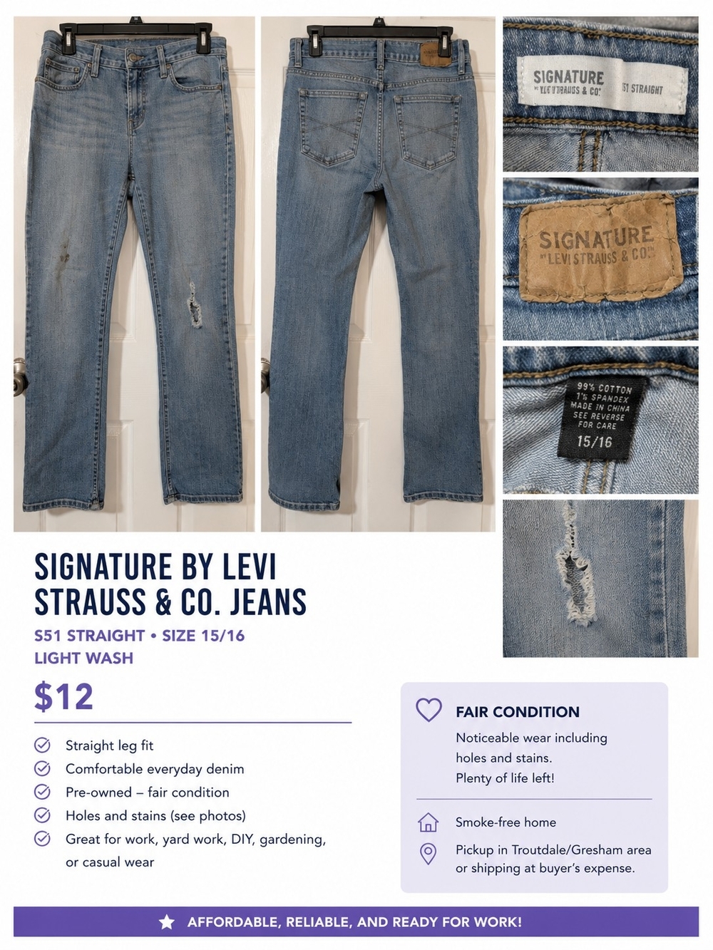 Signature by Levi Strauss & Co. S51 Straight Jeans